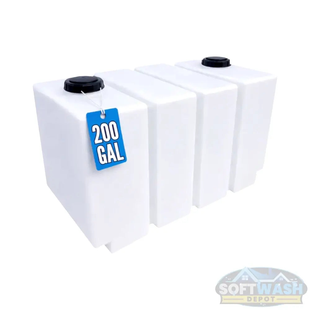 200-gallon vertical slim tank with a tall, space-saving design and dual lids, built with heavy-duty double-thick walls for chemical storage in truck or trailer soft wash systems. - Soft Wash Depot
