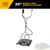 20-inch Whirl-A-Way stainless steel pressure washer surface cleaner with dual rotating jets, twin handles, swivel casters, and trigger gun for cleaning large flat surfaces. - Soft Wash Depot