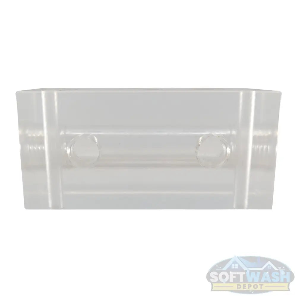 Clear downstream injector manifold block with 2-port or 3-port configuration, transparent chemical injection manifold for pressure washing and soft wash systems. - Soft Wash Depot