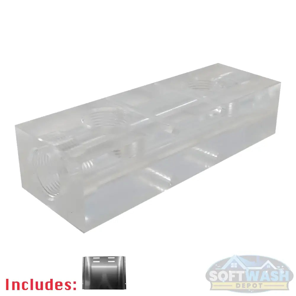 2-port clear soft washing mixing manifold with aluminum mounting plate made in the USA. - Soft Wash Depot