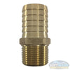 Brass hose nipple with 3/4 inch male pipe thread and 1 inch hose barb connection. - Soft Wash Depot