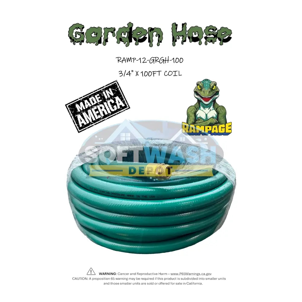 Rampage 3/4" Green Garden Hose w/ Brass Ends