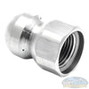 3/8 inch stainless steel fixed 8.0 sewer nozzle with button nose, front jet, and three rear jets for pressure washer sewer and drain cleaning. - Soft Wash Depot