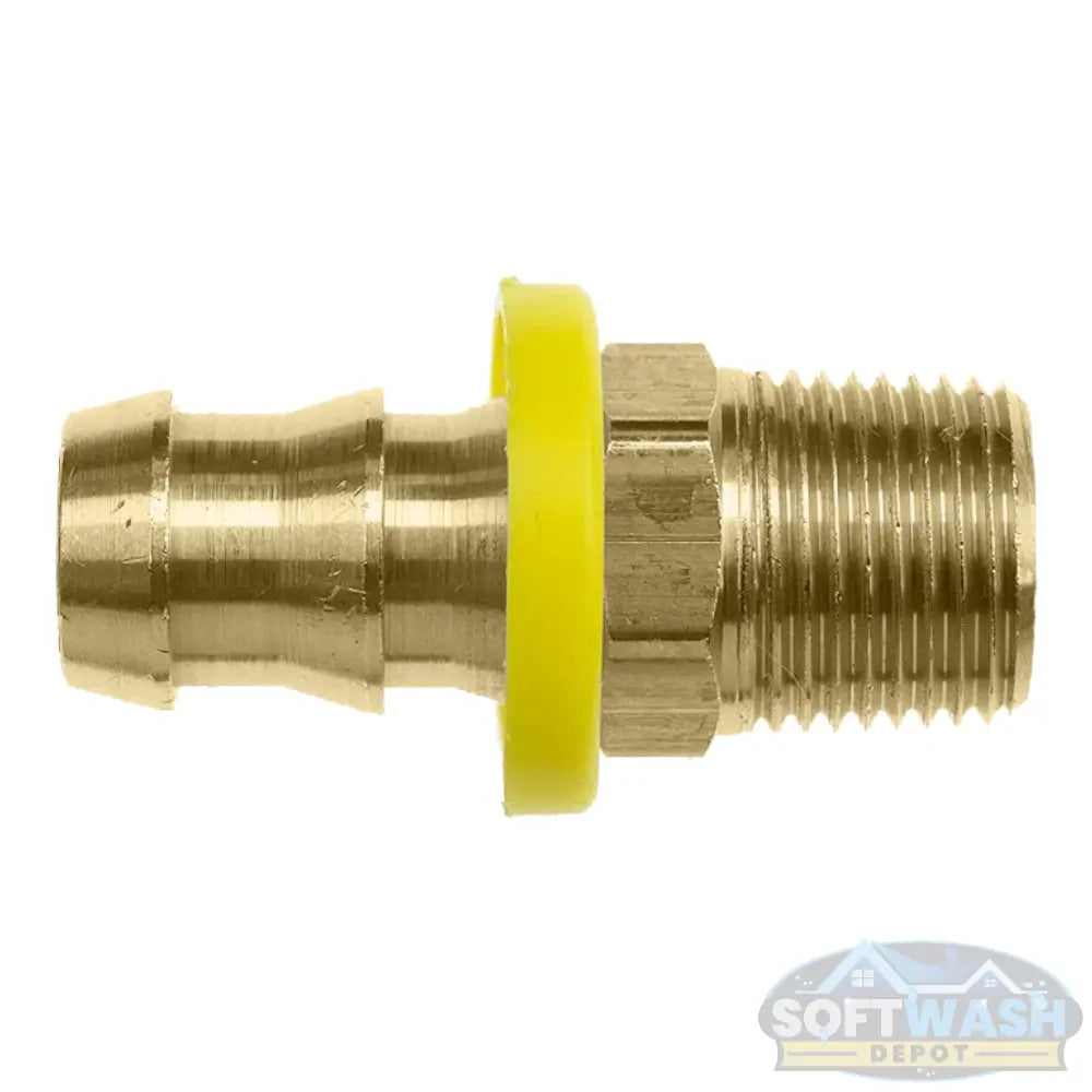 3/8" Push Lock x 3/8" Male Pipe | Straight | Brass - high-quality straight brass fitting with push-lock connection for easy installation, providing a secure and leak-resistant seal for air, water, or chemical applications - Soft Wash Depot.