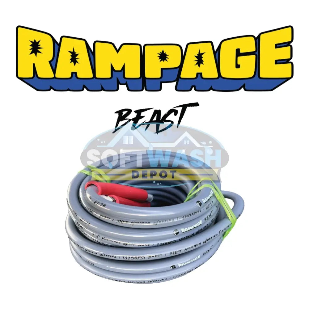 RAMPAGE BEAST 🦍 Smooth Gray 3/8" Double Wire 7300 PSI 310 Degree Pressure Wash Hose