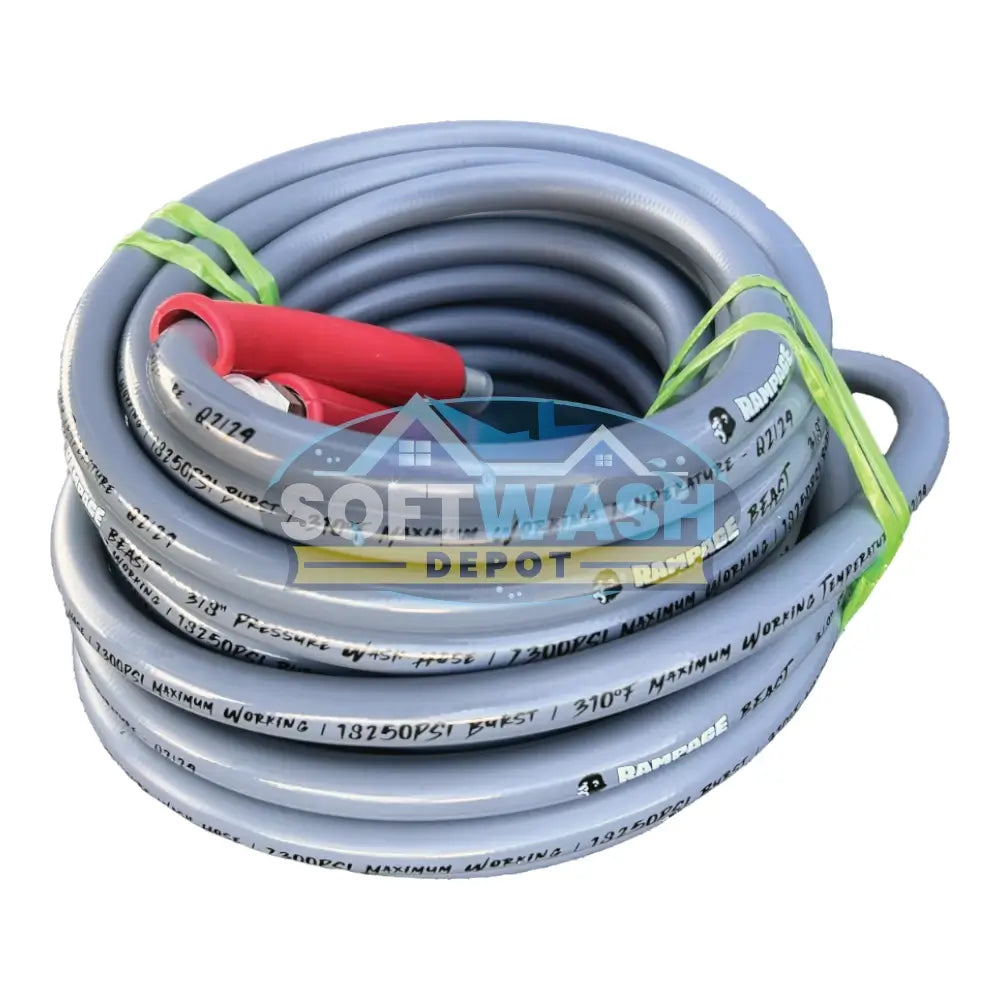 RAMPAGE BEAST 🦍 Smooth Gray 3/8" Double Wire 7300 PSI 310 Degree Pressure Wash Hose