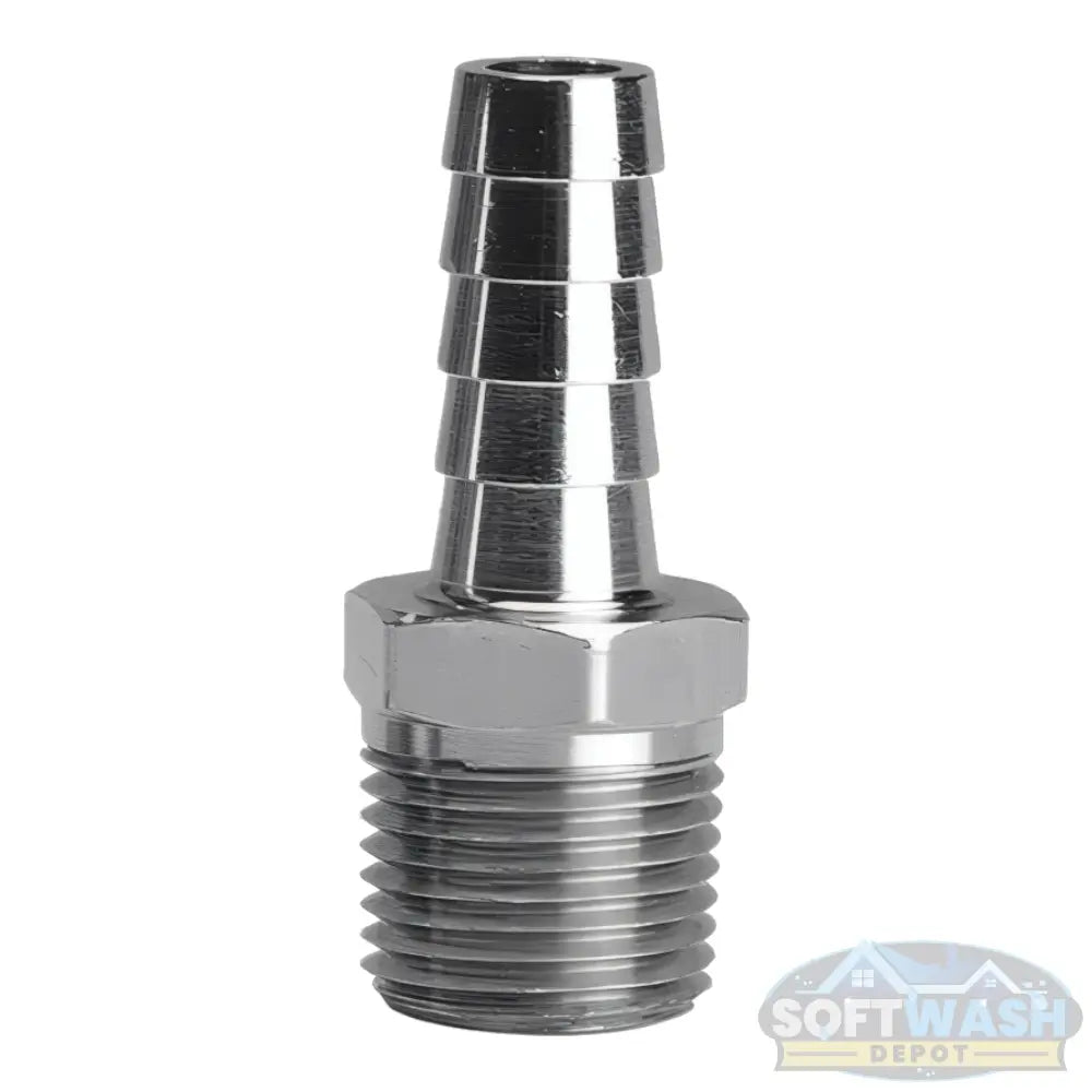 304 Stainless Steel 1/2" MNPT x 1/4" Hose Barb Fitting