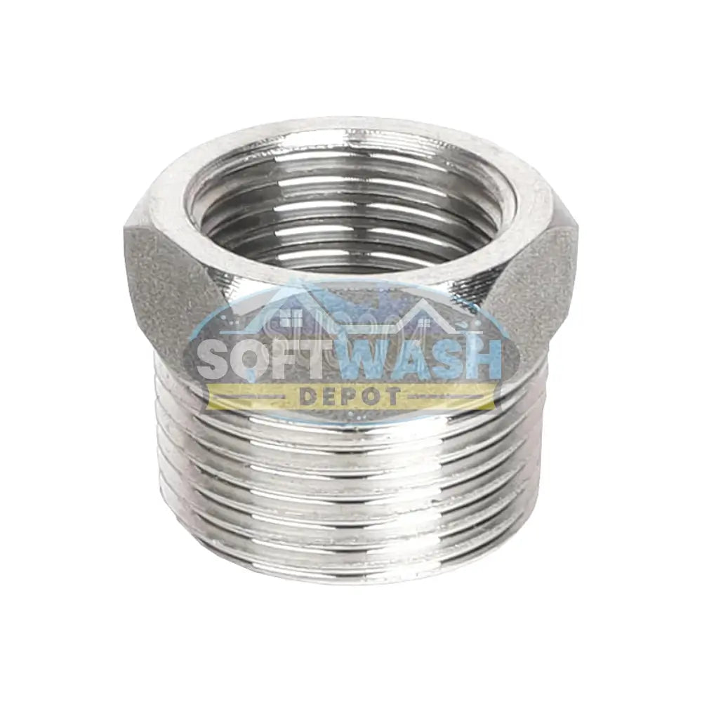 304 Stainless Steel Reducer Hex Bushing, 3/4" NPT Male x 1/2" NPT Female 300 psi Reducing Pipe Fitting Adapter