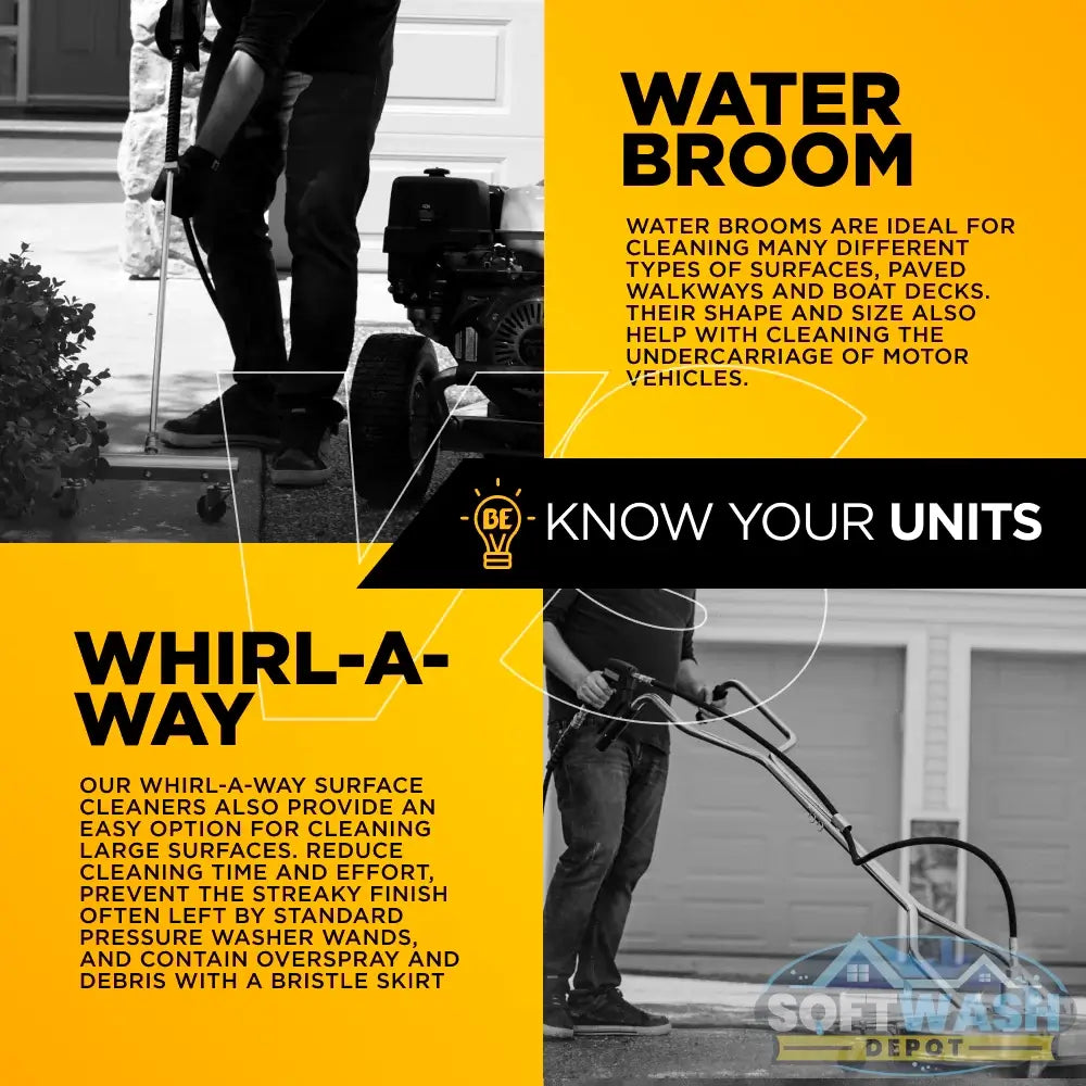 30 inch Whirl-A-Way stainless steel pressure washer surface cleaner with twin handles, swivel casters, and triple rotating spray jets for commercial flat surface cleaning. - Soft Wash Depot