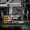 30 inch Whirl-A-Way stainless steel pressure washer surface cleaner with twin handles, swivel casters, and triple rotating spray jets for commercial flat surface cleaning. - Soft Wash Depot