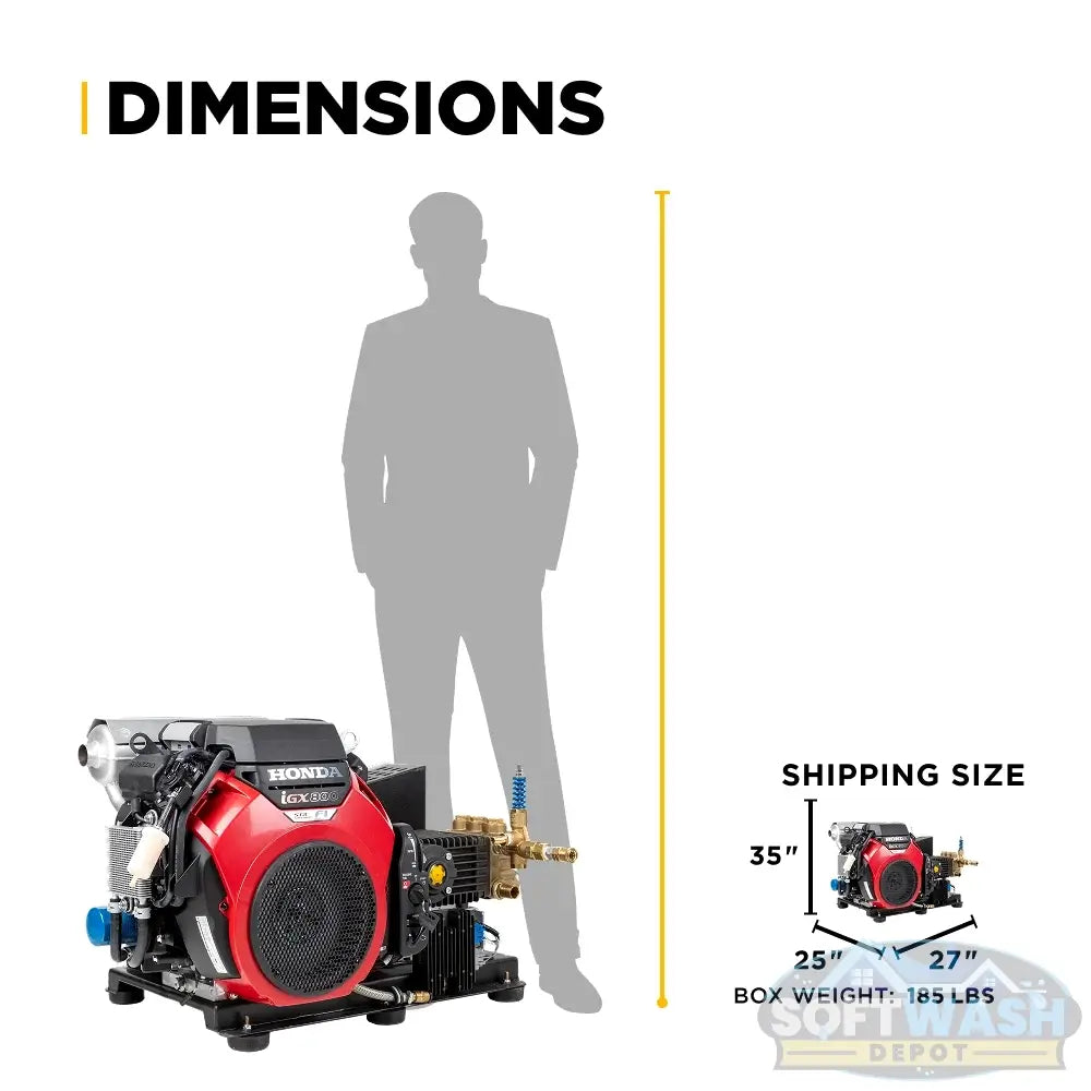 BE B3528HETBGS / CWF1027H 3500 PSI 10 GPM truck mount pressure washer with Honda iGX800 engine and General TSF2421 pump. - Soft Wash Depot
