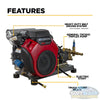 4,000 PSI 8.2 GPM BE cold water gas pressure washer with Honda GX690 engine and belt-driven General pump, designed for commercial truck mount applications. - Soft Wash Depot
