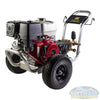 4,200 PSI 4.2 GPM cold water gas pressure washer with Honda GX390 engine, General TSS1511-P8 belt drive triplex pump, aluminum frame, and flat-free tires. - Soft Wash Depot