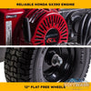 4,200 PSI 4.2 GPM cold water gas pressure washer with Honda GX390 engine, General TSS1511-P8 belt drive triplex pump, aluminum frame, and flat-free tires. - Soft Wash Depot