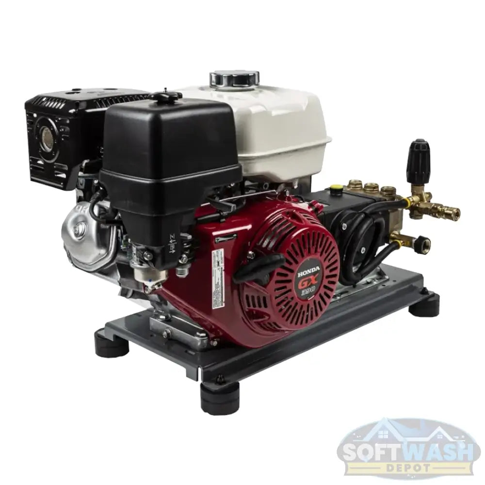 4,200 PSI 4.2 GPM truck mount cold water gas pressure washer with Honda GX390 engine and General TSS1511 belt drive triplex pump. - Soft Wash Depot