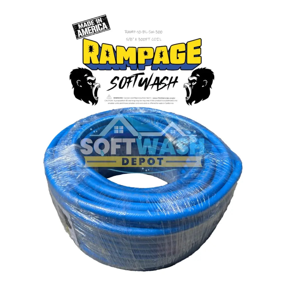 Rampage 5/8" 200' & 300' Softwash Hose w/ Crimped 1/2" NPT Ends