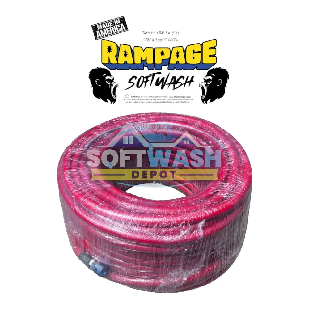 Rampage 5/8" 200' & 300' Softwash Hose w/ Crimped 1/2" NPT Ends
