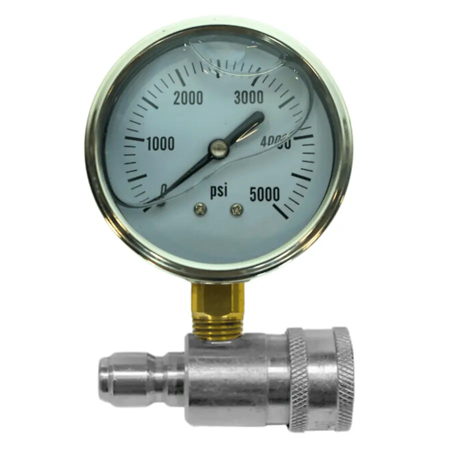 5,000 PSI Top Mount Gauge on Stainless QC Fitting