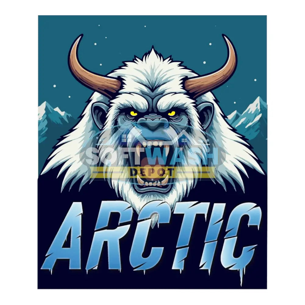 Illustration of a yaks head with 'Arctic' text and 'Softwork Depot' logo on a blue background