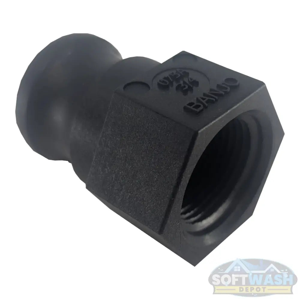 Banjo 3/4-inch FPT x 3/4-inch male camlock polypropylene Part A adapter for soft wash, pressure washing, and chemical transfer systems. - Soft Wash Depot
