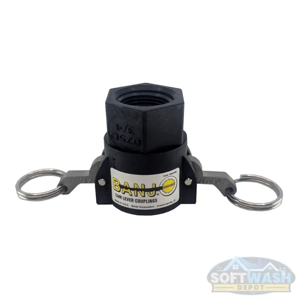 Banjo 3/4 inch Part D polypropylene female camlock x female NPT coupling with stainless steel cam arms and EPDM gasket. - Soft Wash Depot