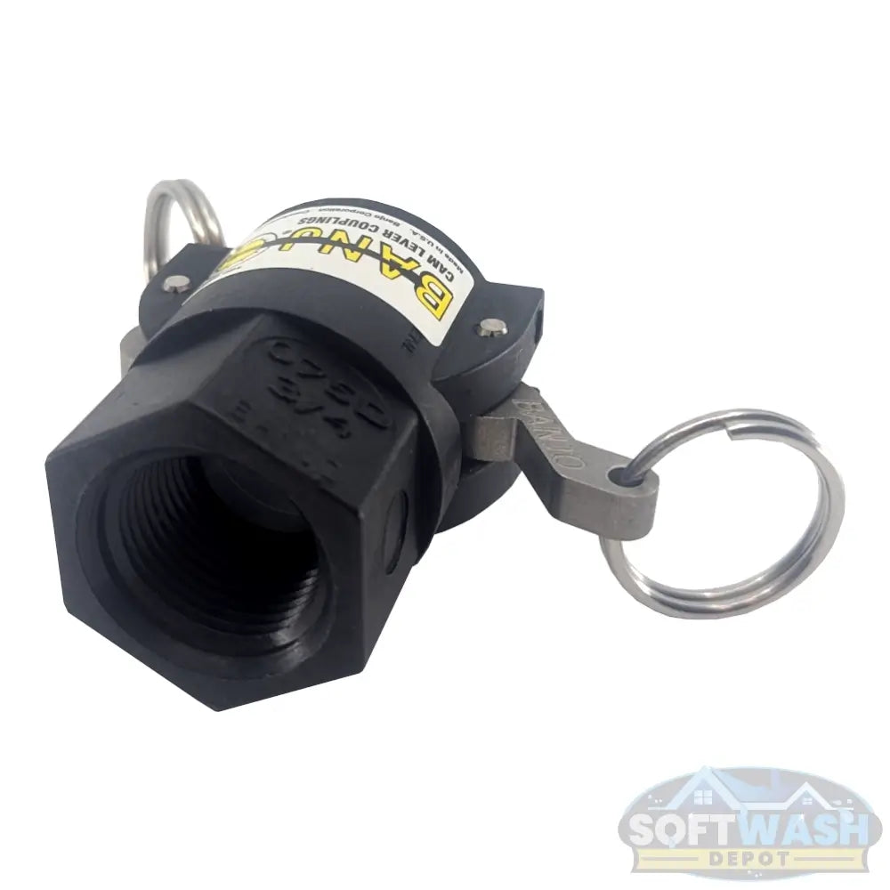 Banjo 3/4 inch Part D polypropylene female camlock x female NPT coupling with stainless steel cam arms and EPDM gasket. - Soft Wash Depot