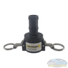 Banjo 3/4" Female Camlock x 3/4" Hose Barb Poly Part C polypropylene quick-connect coupling with cam levers for secure hose connections in soft wash, pressure washing, and fluid transfer systems. - Soft Wash Depot