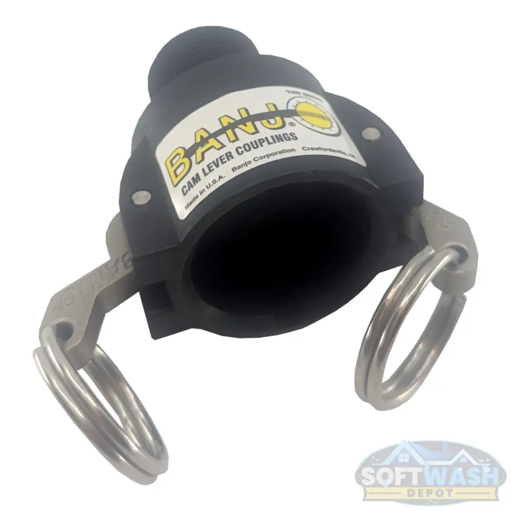 Banjo 3/4-inch female camlock x 3/4-inch MPT Part B polypropylene fitting. - Soft Wash Depot