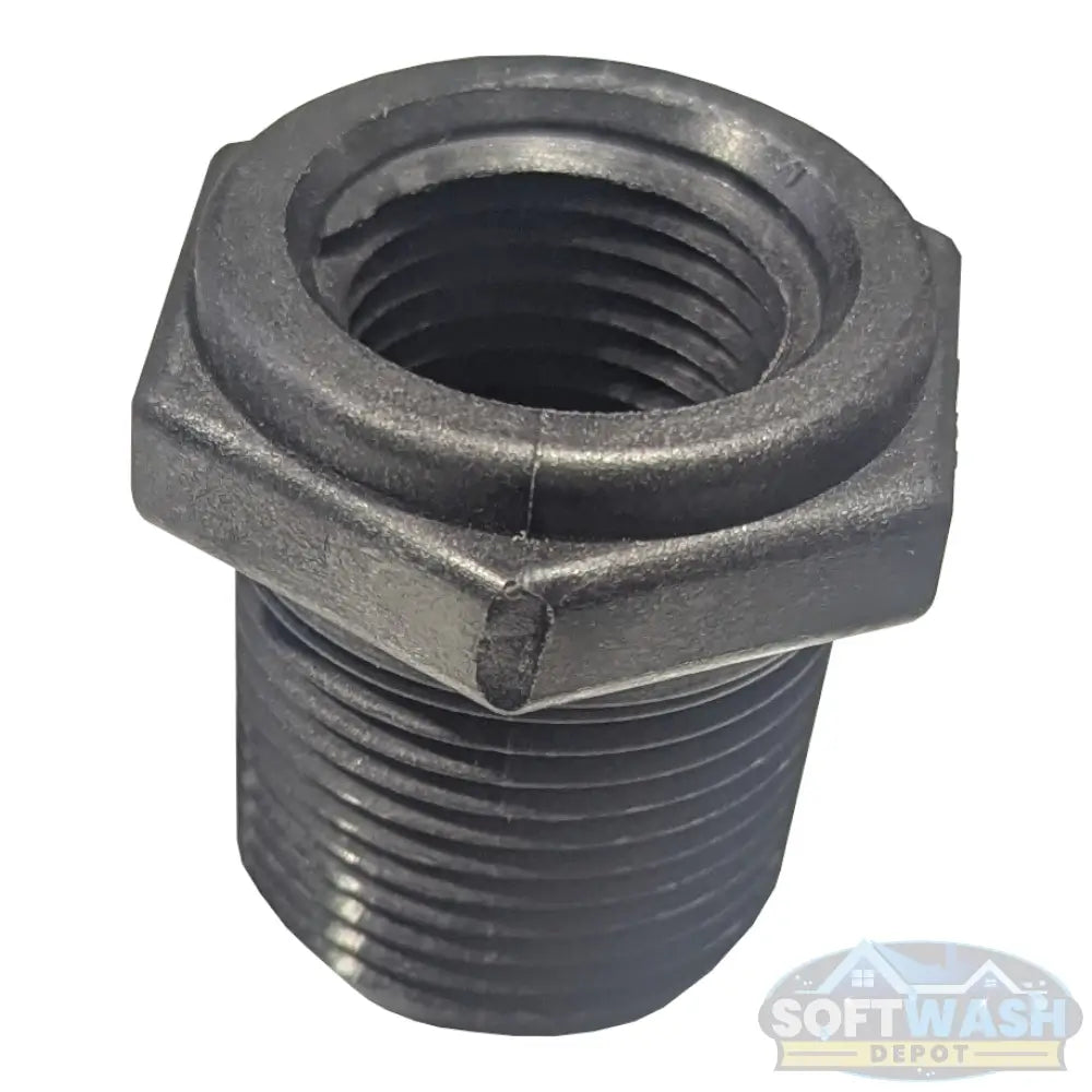 Banjo 3/4 inch x 1/2 inch Schedule 80 polypropylene reducing bushing fitting for chemical and soft wash applications. - Soft Wash Depot