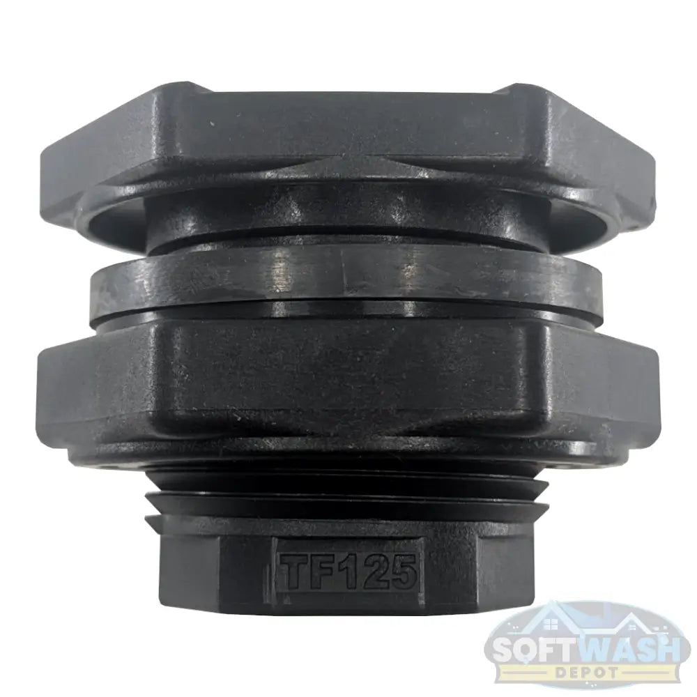 Banjo 1-1/4″ (TF125) bulkhead tank fitting with EPDM gasket, heavy-duty chemical-resistant tank connection for poly tanks and fluid transfer systems. - Soft Wash Depot