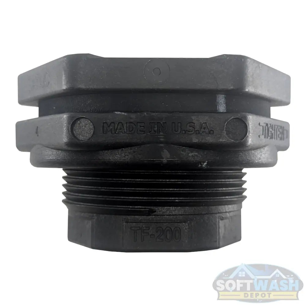 Banjo 2" (TF-200) bulkhead tank fitting with EPDM gasket, heavy-duty chemical-resistant tank connection for poly tanks and fluid transfer systems. - Soft Wash Depot