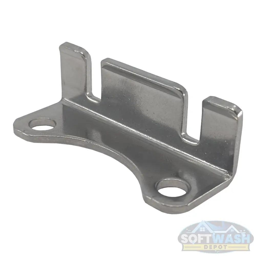 Banjo 90-degree metal mounting bracket with pre-drilled holes for valves and fluid-handling systems. - Soft Wash Depot