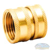 Close-up of a brass garden hose coupler with knurled grip and internal locking ball, designed for secure quick-connect garden hose attachment - Soft Wash Depot.