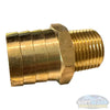 Brass hose barb fitting with 1-inch hose barb and 1/2-inch male pipe thread, part number 32307, for pressure washing and soft wash plumbing. - Soft Wash Depot