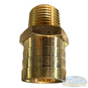 Brass hose barb fitting with 1-inch hose barb and 1/2-inch male pipe thread, part number 32307, for pressure washing and soft wash plumbing. - Soft Wash Depot