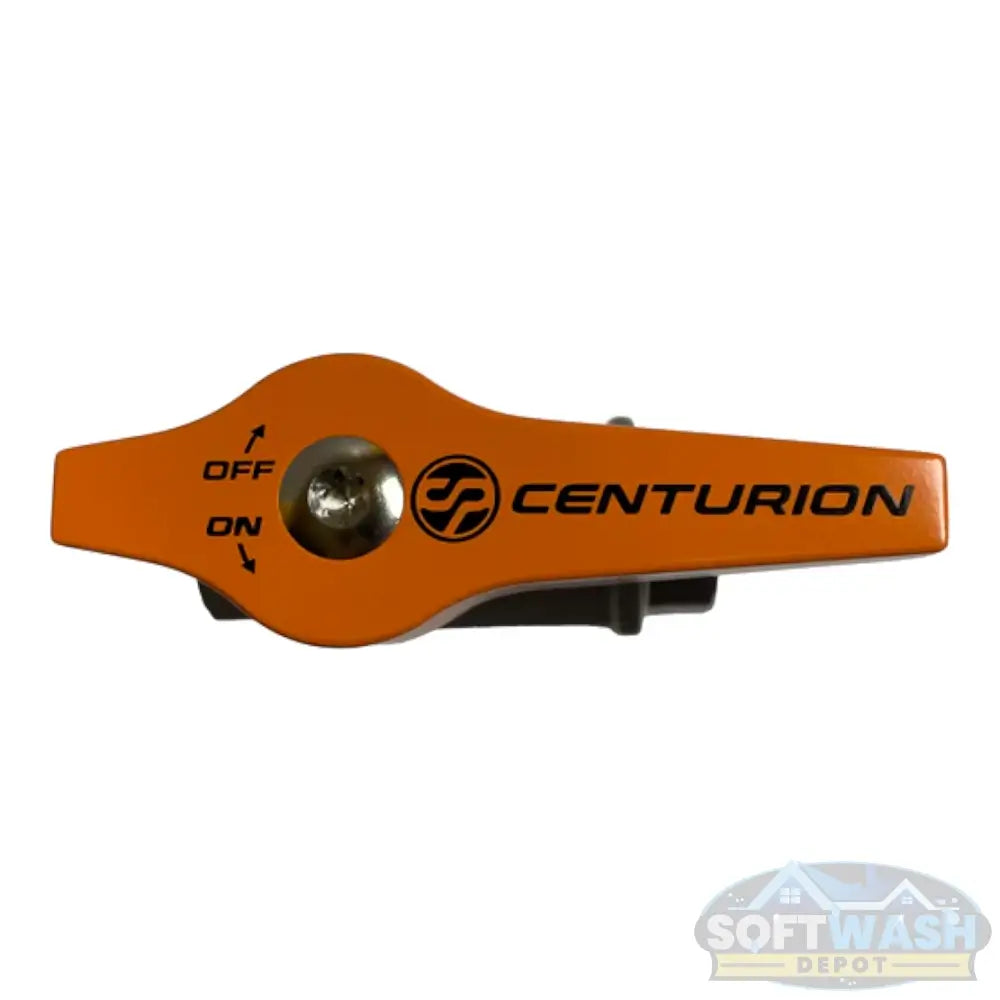 Centurion 3/8 inch high-pressure ball valve with extended EZ Turn handle, rated for 5,000 PSI and built for soft wash and pressure washing systems. - Soft Wash Depot