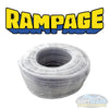 Roll of clear poly braided hose wrapped in protective plastic with Rampage. - Soft Wash Depot