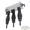 Clear downstream injector manifold block with 2-port or 3-port configuration, transparent chemical injection manifold for pressure washing and soft wash systems. - Soft Wash Depot