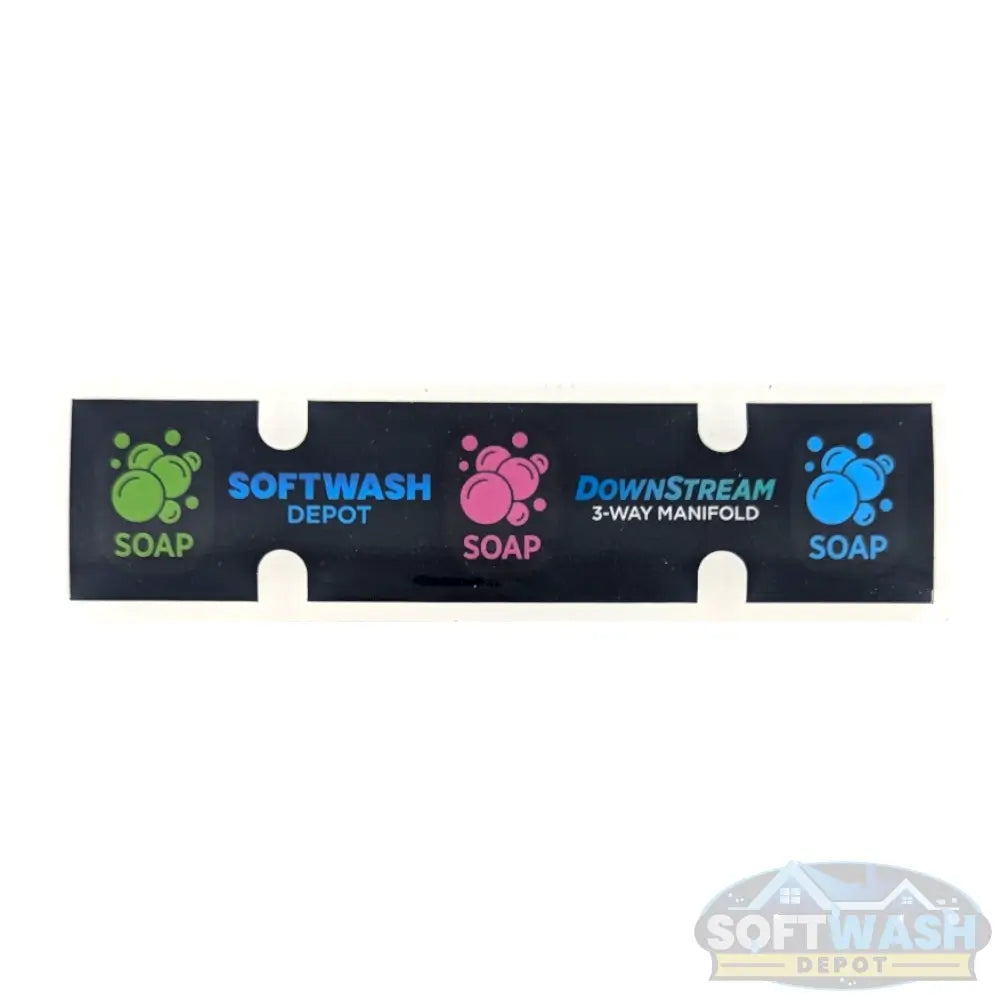 (Downstream 3 Port) Soft Wash Depot Soft Wash Mixing Manifolds, Valves & Downstream Manifold Replacement Stickers - Replacement label set for marking mix ratios and valve settings on soft wash systems. - Soft Wash Depot