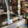 Downstream injector bypass kit with DN-15 1/2 inch stainless ball valve, Rampage hose, aluminum blocks, and General Pump injector for professional pressure washing systems. - Soft Wash Depot