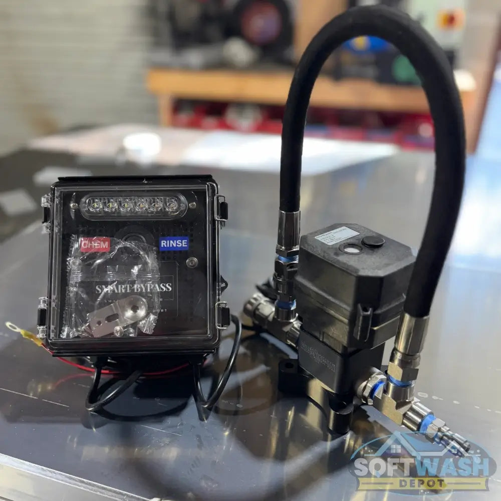 Downstream Remote Bypass - Wireless remote bypass system for soft washing and pressure washing. Includes control box, remote transmitters, actuator valve, and waterproof phone pouch. - Soft Wash Depot