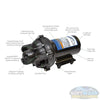 Everflo 12V on-demand diaphragm sprayer pump with 3.0 GPM flow rate and 60 PSI output. - Soft Wash Depot