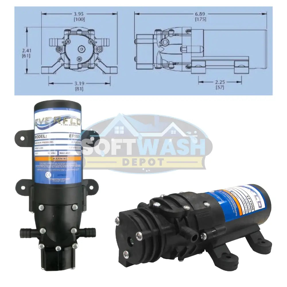Everflo EF1000-BOX 12V Diaphragm Pump Hose Barb, 1.0 GPM, 3/8" Npt Port