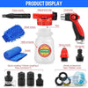 Garden Hose Foam Cannon Kit with 1000ml soap bottle, adjustable foam spray nozzle, hose connectors, wash mitt, towel, and car cleaning accessories. - Soft Wash Depot