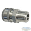 General Pump stainless steel 3/8 inch quick connect socket fitting with 1/2 inch MNPT threads for pressure washing equipment. - Soft Wash Depot