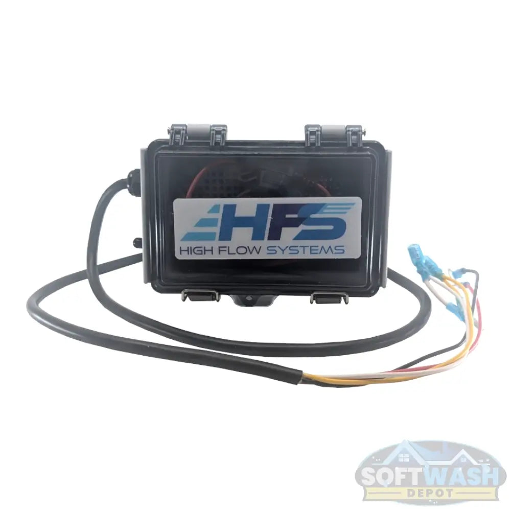 HFS Remote Engine Start/Stop Module with waterproof control box, wireless handheld remote, and color-coded wiring harness for electric-start pressure washer or soft wash engines. - Soft Wash Depot