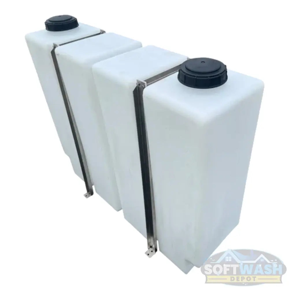 100 Gallon Vertical Poly Tank with Aluminum Mounting Bands - durable chemical storage tank for soft wash and pressure washing systems. - Soft Wash Depot