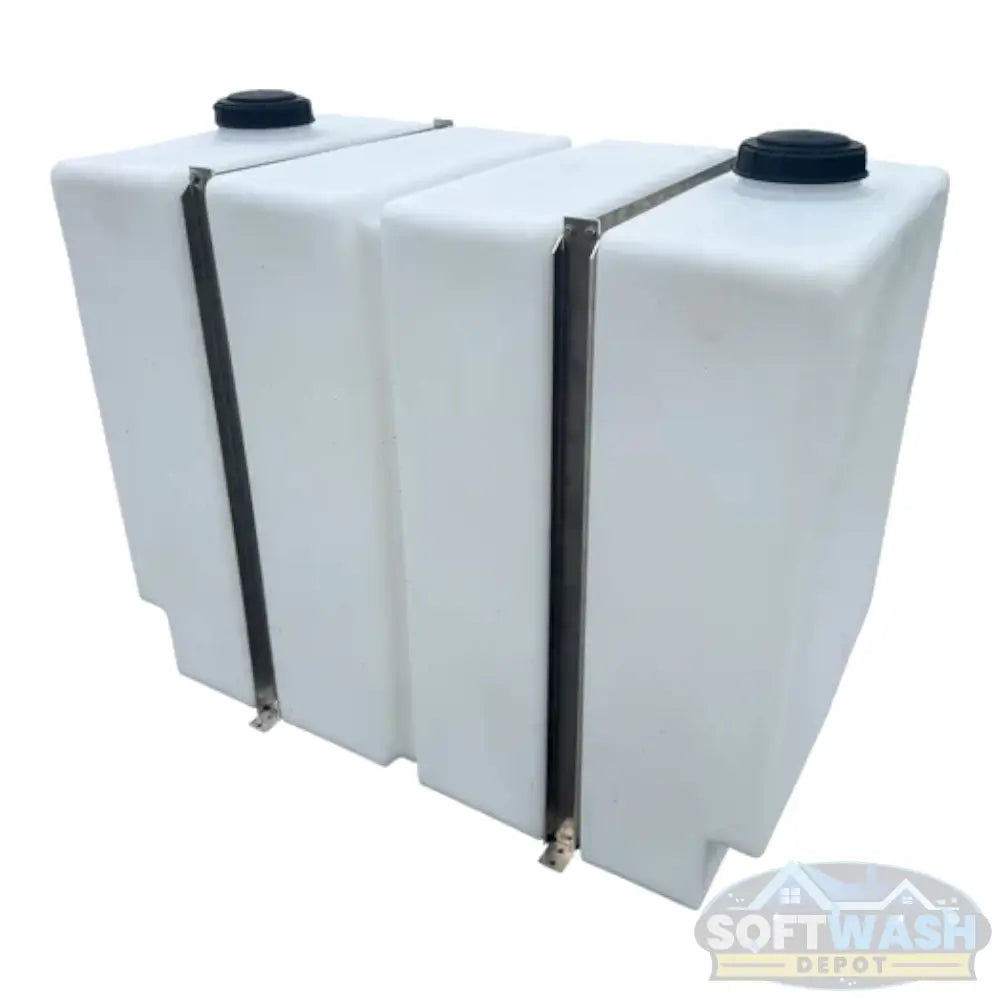 100 Gallon Vertical Poly Tank with Aluminum Mounting Bands - durable chemical storage tank for soft wash and pressure washing systems. - Soft Wash Depot