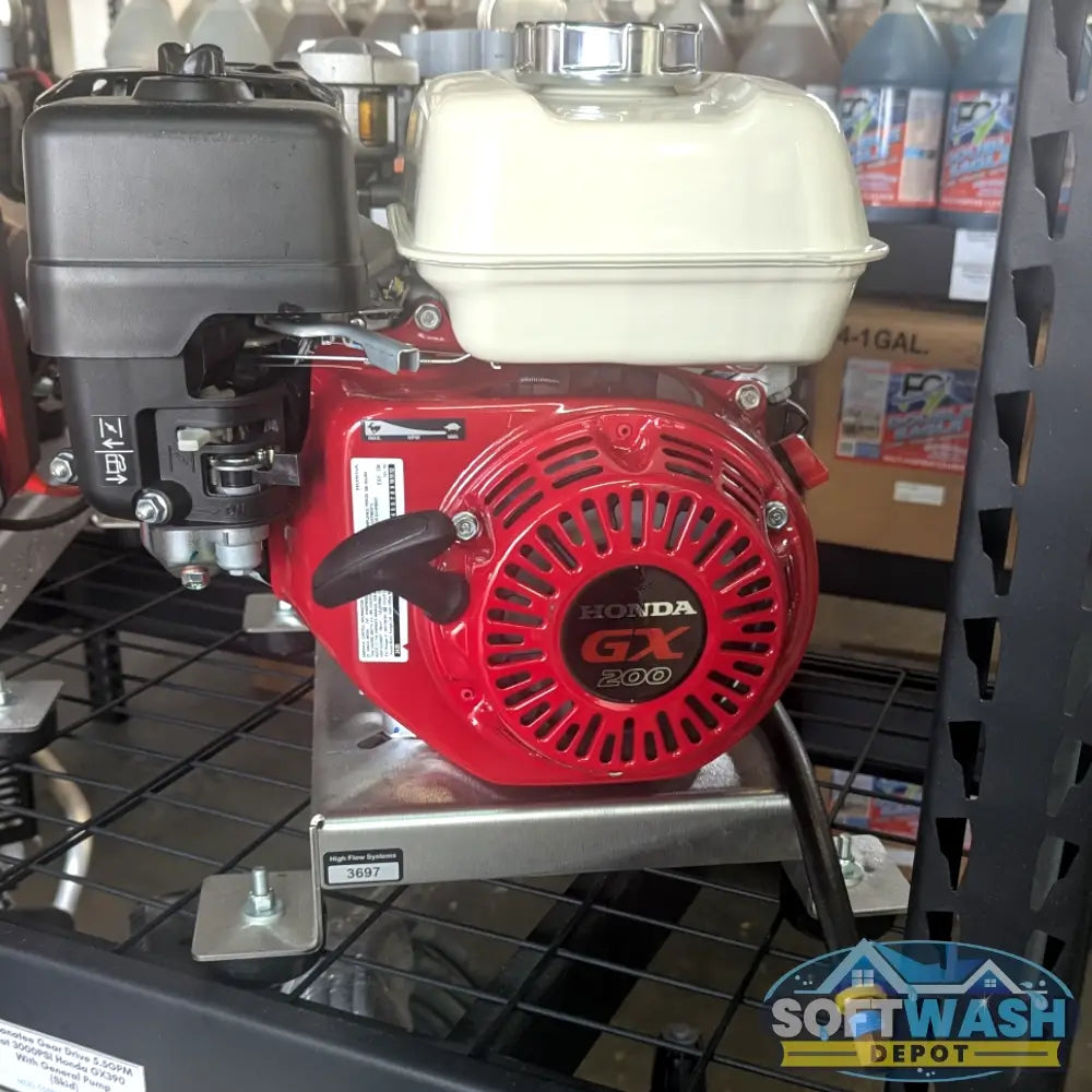 Honda with Comet P40 Softwash Skid - New Version - professional soft wash system featuring a Honda engine and Comet P40 pump mounted on a high-flow aluminum skid for durable and efficient cleaning. - Soft Wash Depot