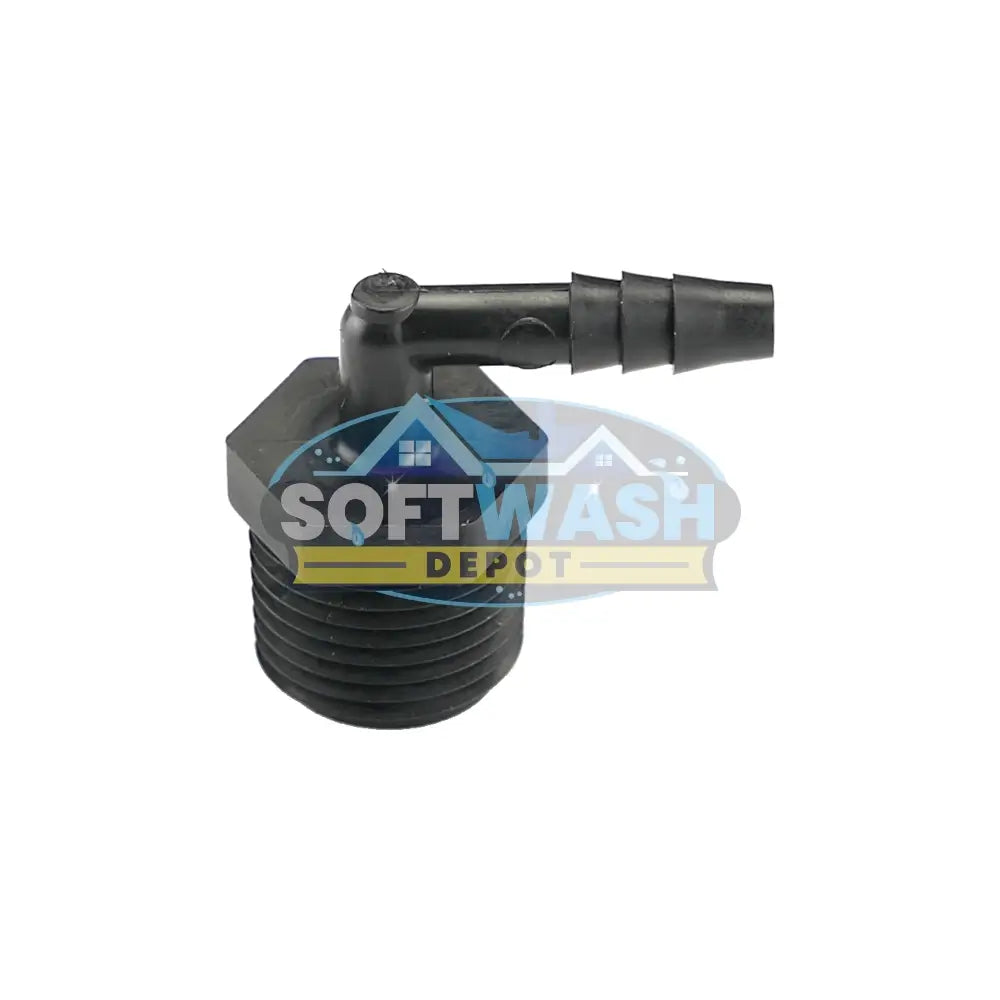 1/2" NPT x 1/4" Hose ID Black HDPE Elbow